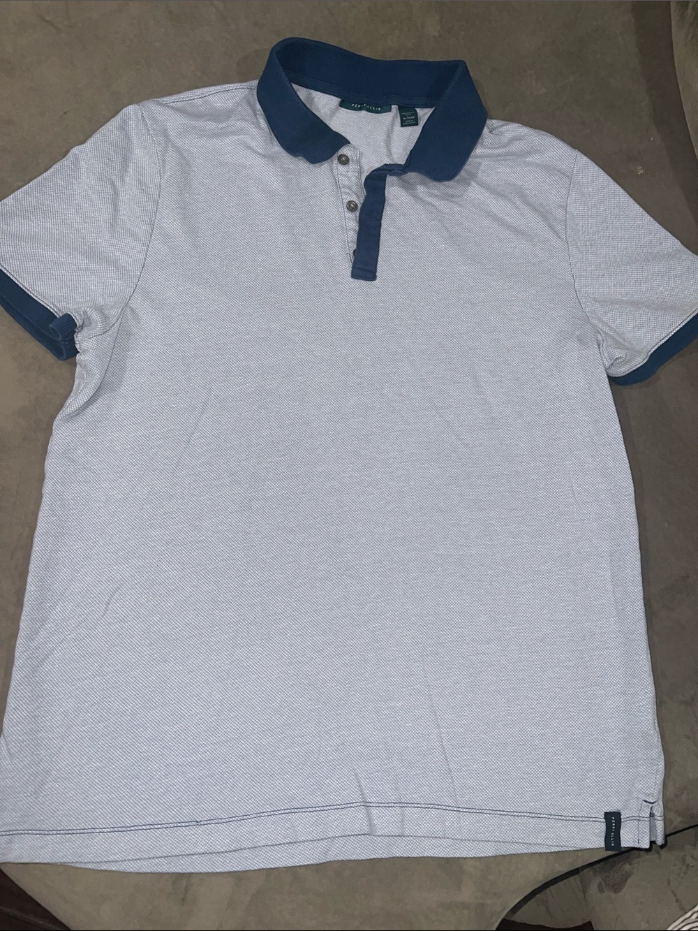Perry Ellis Light Blue Polo with Navy Contrast Collar